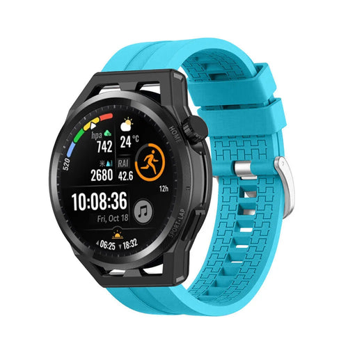 Silicone Strap 'Extreme', light blue, on a watch, 3/4 front view