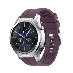 Silicone Strap 'Extreme', purple, on a watch, 3/4 front view