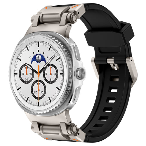 Samsung Galaxy Watch 8 Classic 'Explorer' Silikonarmband (Schwarz mit Titan)