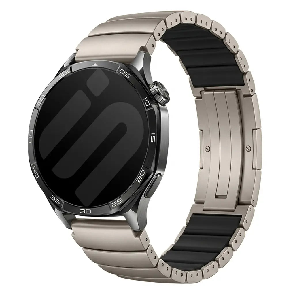 One Bead Titanium Strap, on a watch, 3/4 front view