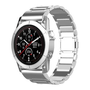 Magnetic Titanium Strap, silver, on a watch, 3/4 front view