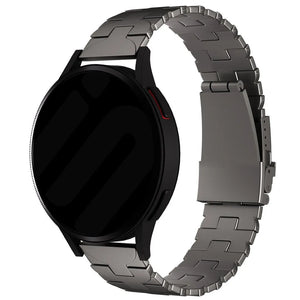 Butterfly Titanium Strap, graphite, on a watch, 3/4 front view