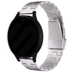 Butterfly Titanium Strap, silver, on a watch, 3/4 front view