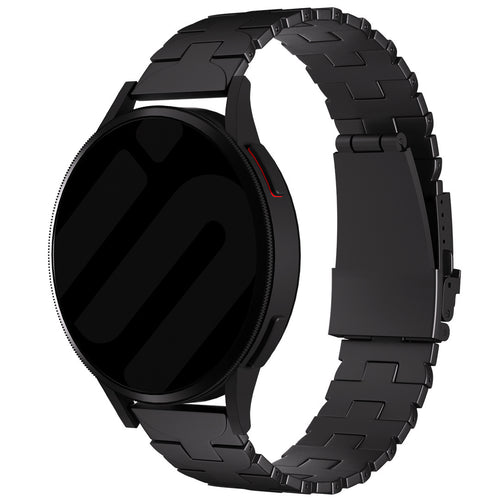 Butterfly Titanium Strap, black, on a watch, 3/4 front view