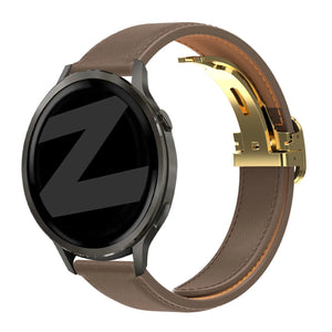 Bandz Bracelet cuir 'D-Type' Amazfit Cheetah 2 Pro (marron foncé)