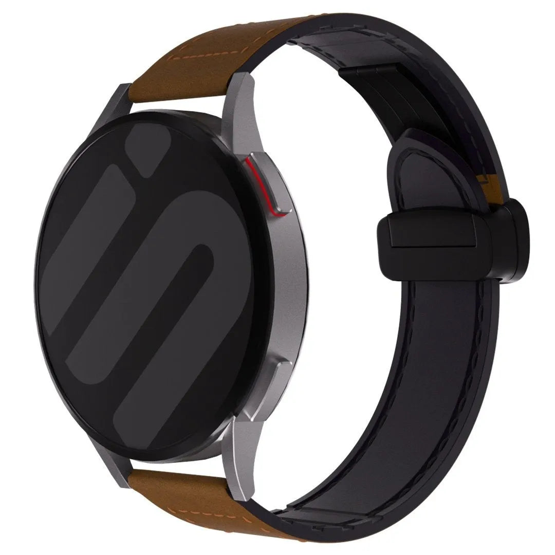 Amazfit Balance 2 Lederarmband mit D-Schließe (Dunkel Braun)