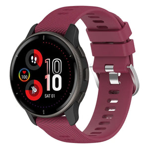 Silicone Strap, wine red, on a watch, 3/4 front view