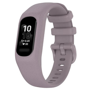 Silicone Strap, lavender, on a watch, 3/4 front view
