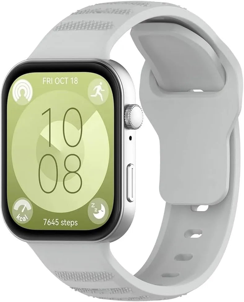 Outdoor Silicone Strap, grey, on a watch, 3/4 front view