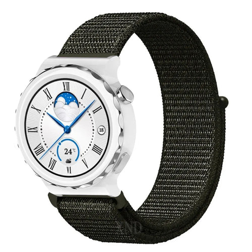 Nylon Strap, dark green, on a watch, 3/4 front view