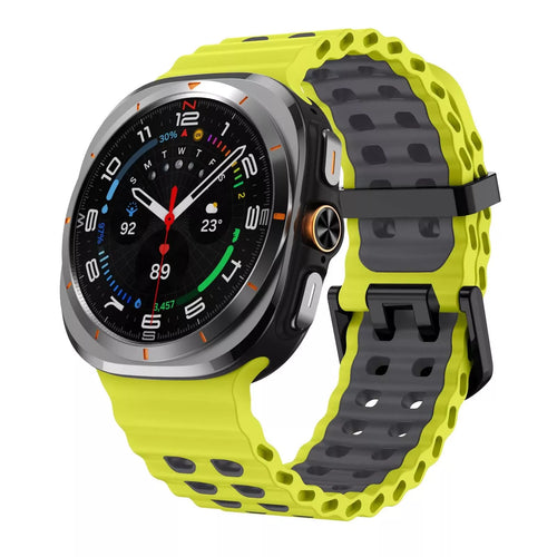 Samsung Galaxy Watch Ultra wave siliconen bandje (lime/donkergrijs)