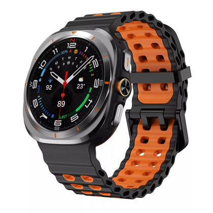 Samsung Galaxy Watch Ultra 2 wave siliconen bandje (zwart/oranje)