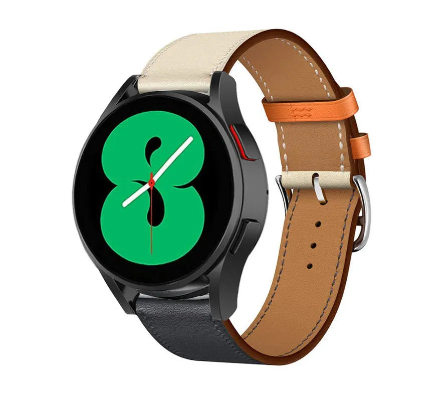 Leather Strap 'Duo', on a watch, 3/4 front view