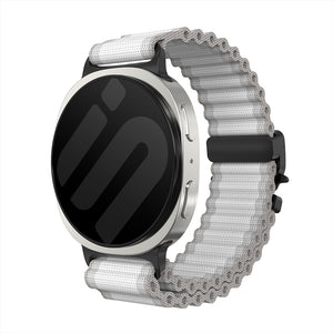 Samsung Galaxy Watch 8 Classic Outdoor Nylonarmband mit P-Schnalle (Weiß mit Schwarz)