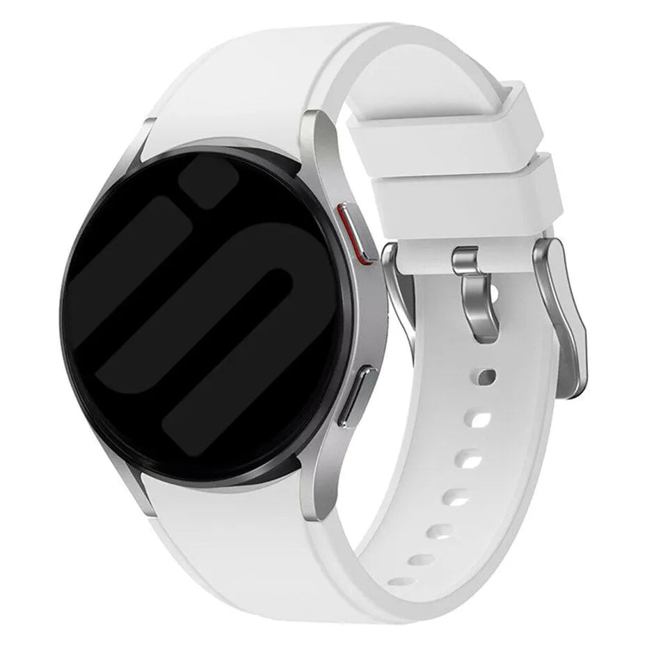 Silicone Strap 'Perfect Fit', white, on a watch, 3/4 front view