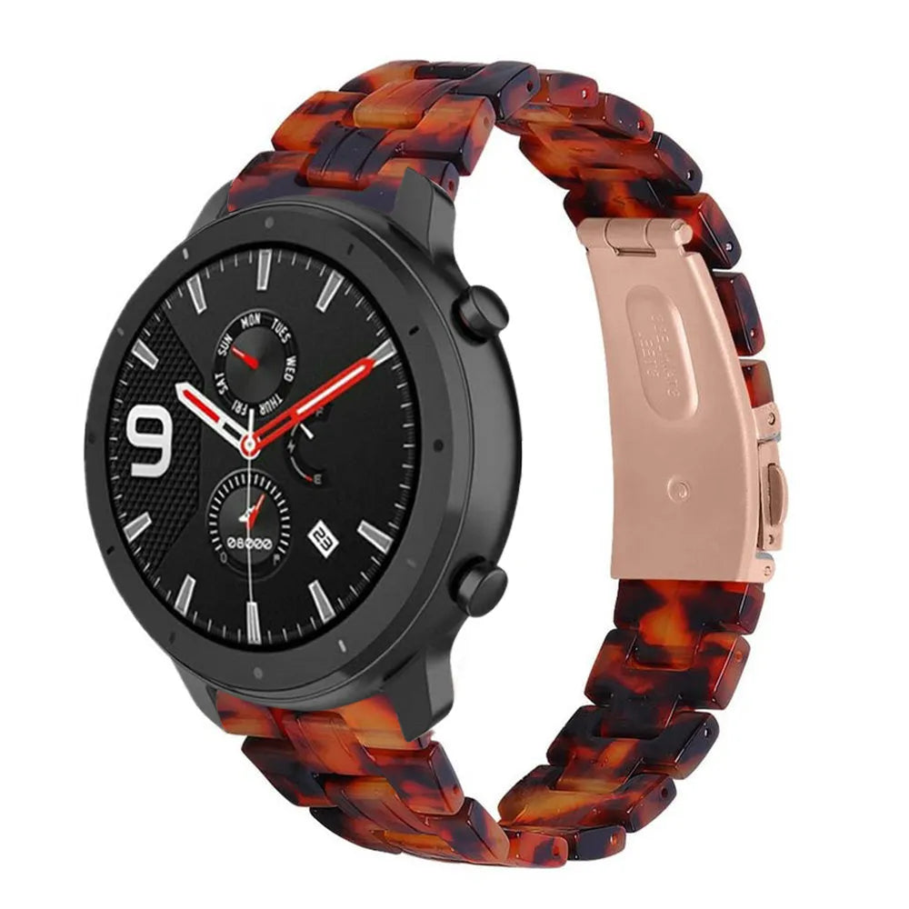 Metal Resin Strap, lava, on a watch, 3/4 front view