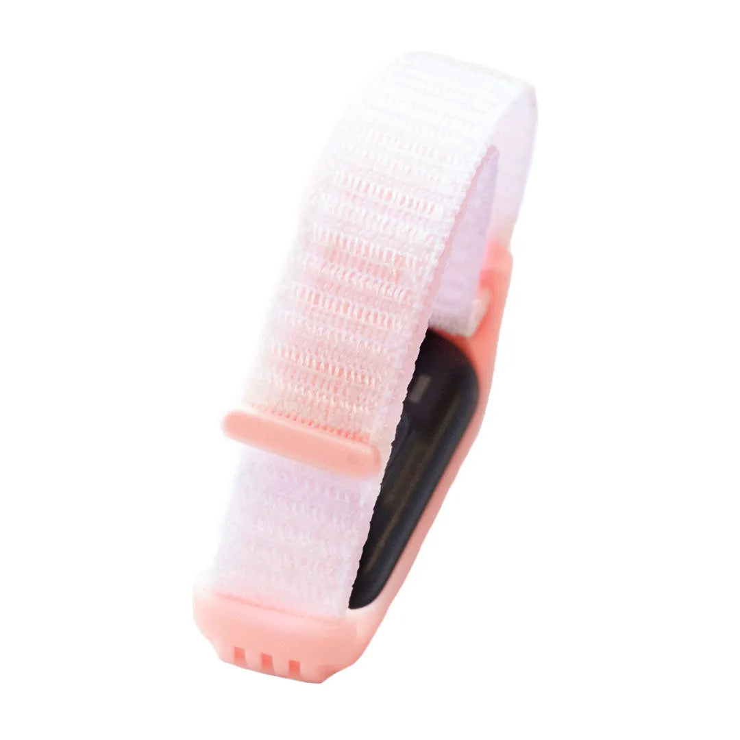 Nylon Strap, light pink, on a watch, 3/4 front view