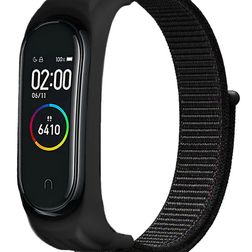 Nylon Strap, black, on a watch, 3/4 front view