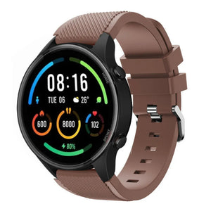 Twill Silicone Strap, brown, on a watch, 3/4 front view