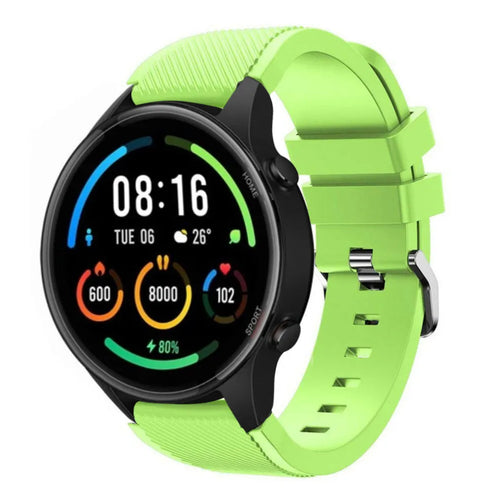 Twill Silicone Strap, light green, on a watch, 3/4 front view