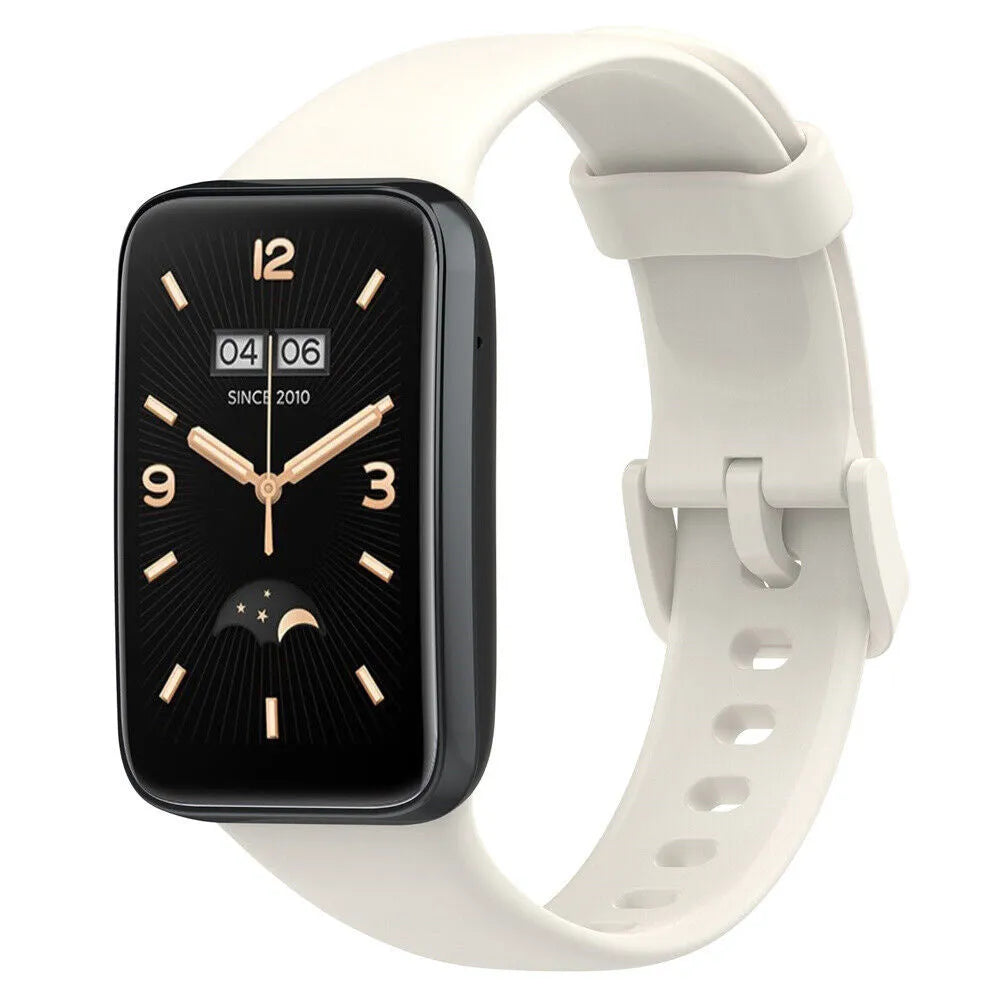 Silicone Strap, white, on a watch, 3/4 front view