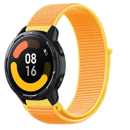 Nylon Strap, light yellow, on a watch, 3/4 front view