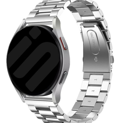 Steel Strap, silver, on a watch, 3/4 front view