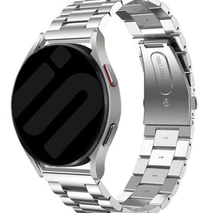 Steel Strap, silver, on a watch, 3/4 front view