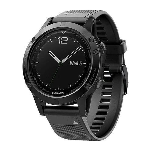 Silicone Strap, black, on a watch, 3/4 front view