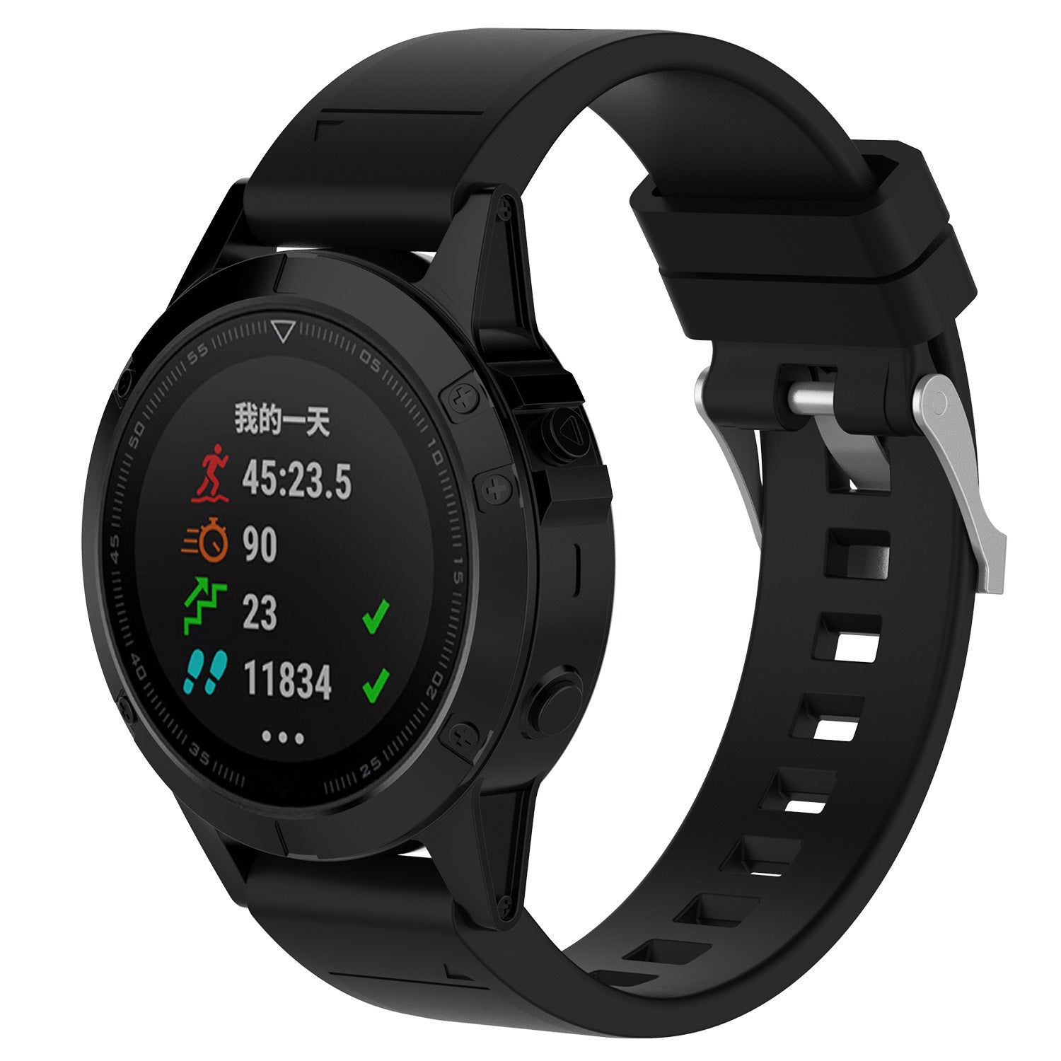 Garmin Fenix 7 Glänzendes Silikonarmband (Schwarz)