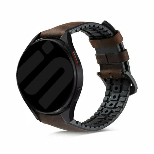 Leather / Silicone Strap, brown, on a watch, 3/4 front view