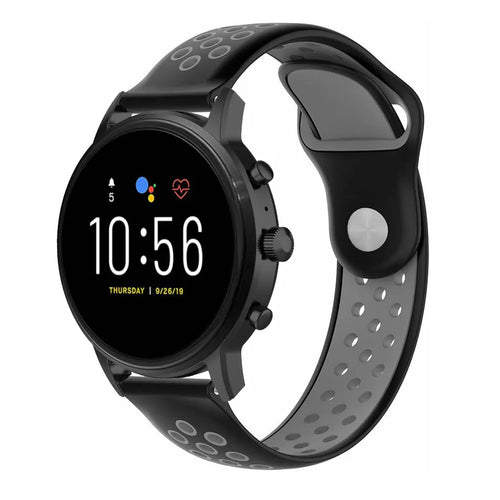 Fossil Gen 4 Explorist (HR) sport band (zwart/grijs)