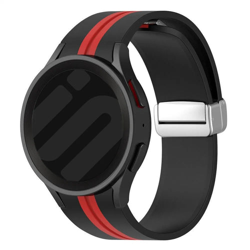 Silicone Magnetic Sport Strap, black/red, on a watch, 3/4 front view