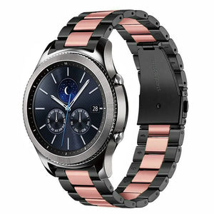 Steel Strap, black/pink, on a watch, 3/4 front view