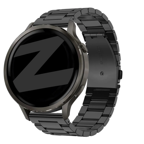 Steel Strap 'Classic', black, on a watch, 3/4 front view