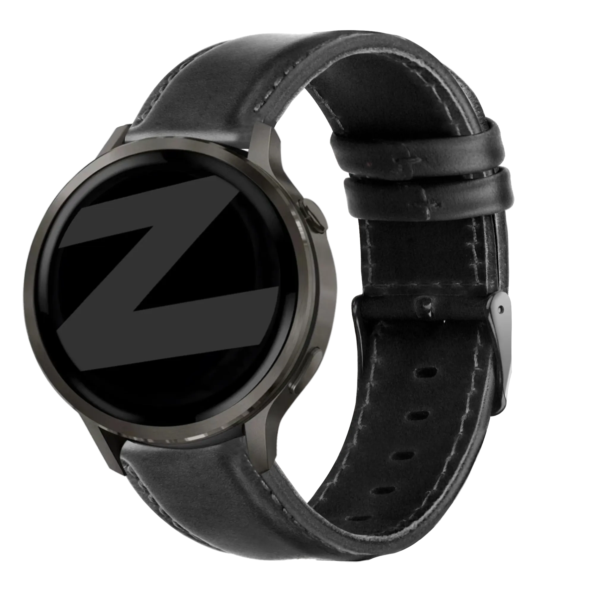 Bandz Garmin Venu 2 Leather Strap 'Classic' (Black)