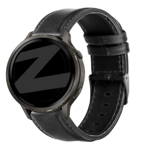 Bandz Garmin Venu SQ 2 Leather Strap 'Classic' (Black)