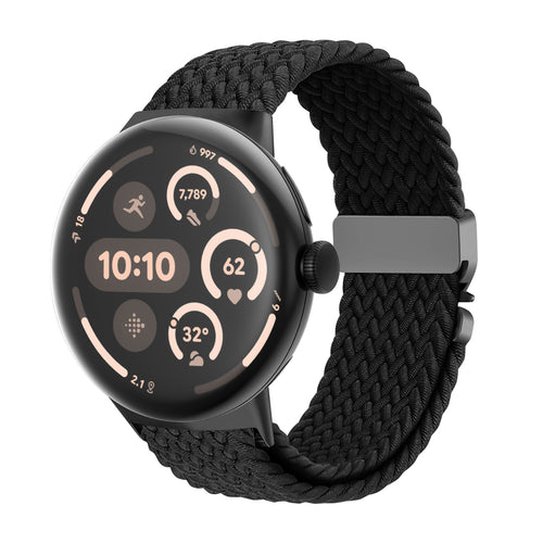 Bracelet tressé à maillons-P Google Pixel Watch 3 - 45mm (noir)