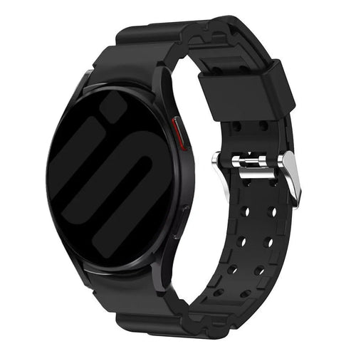 Silicone Strap 'Armour', black, on a watch, 3/4 front view
