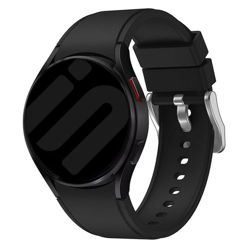 Silicone Strap 'Perfect Fit', black, on a watch, 3/4 front view
