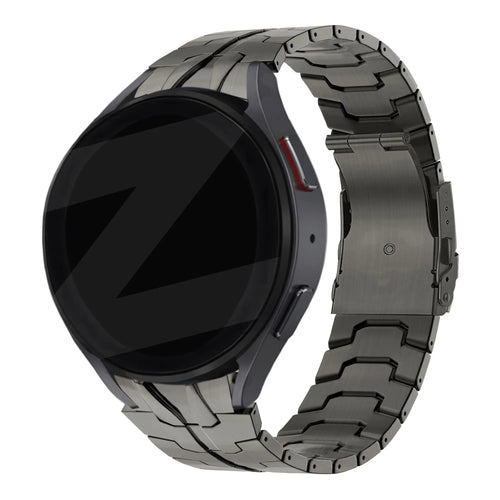 Steel Strap 'Iron', graphite, on a watch, 3/4 rear view