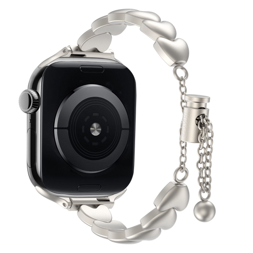 Steel Strap 'Hearts', starlight, on a watch, 3/4 rear view