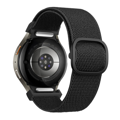 Bandz Samsung Galaxy Watch 4 44mm elastische band 'Easy fit' (zwart)