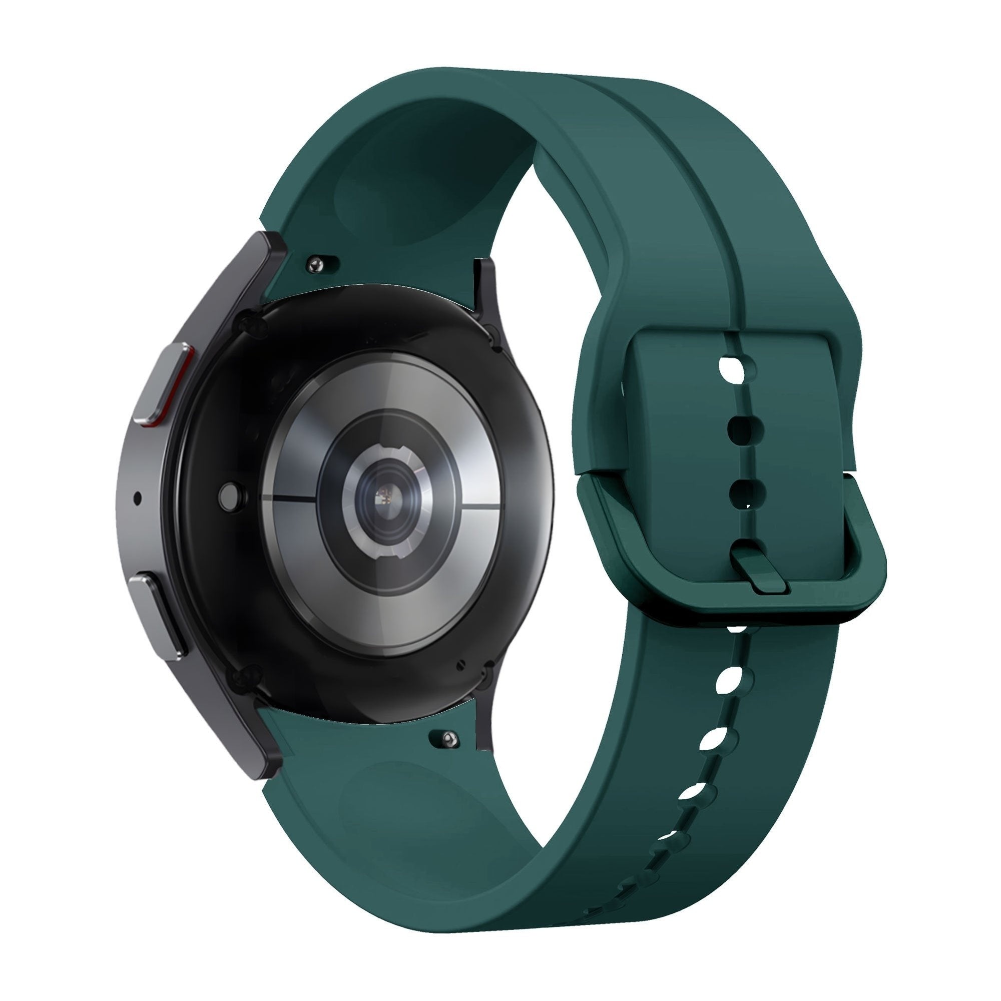 Silicone Strap 'Extreme', dark green, on a watch, 3/4 rear view