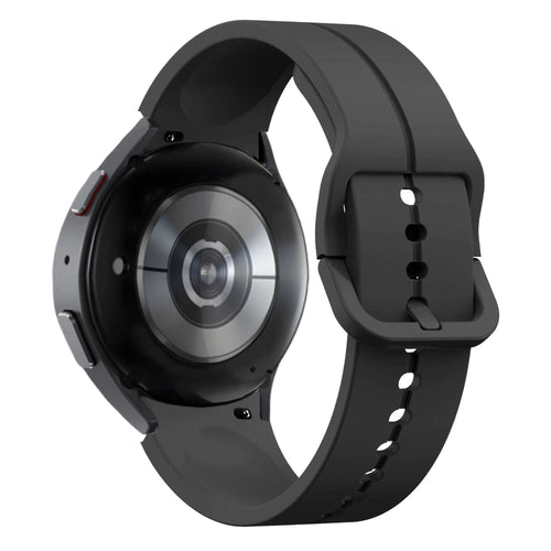 Silicone Strap 'Extreme', black, on a watch, 3/4 rear view