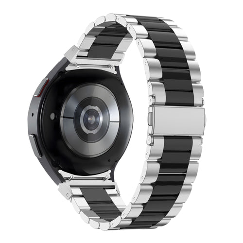 Steel Strap 'Classic', silver/black, on a watch, 3/4 rear view