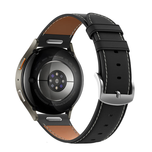 Bandz Samsung Galaxy Watch 7 - 44mm Leather Strap 'Easy Fit' (Black)
