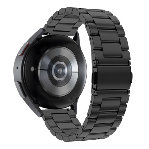 Steel Strap 'Classic', black, on a watch, 3/4 rear view