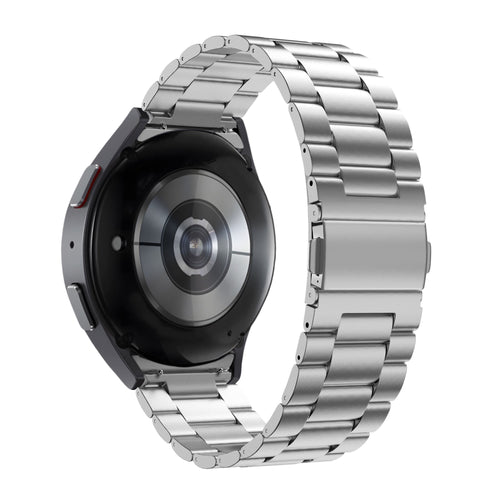 Titanium Strap 'Classic', silver, on a watch, 3/4 rear view