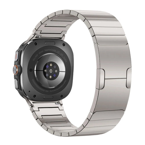 Titanium Strap 'One Bead', titanium grey, on a watch, 3/4 rear view